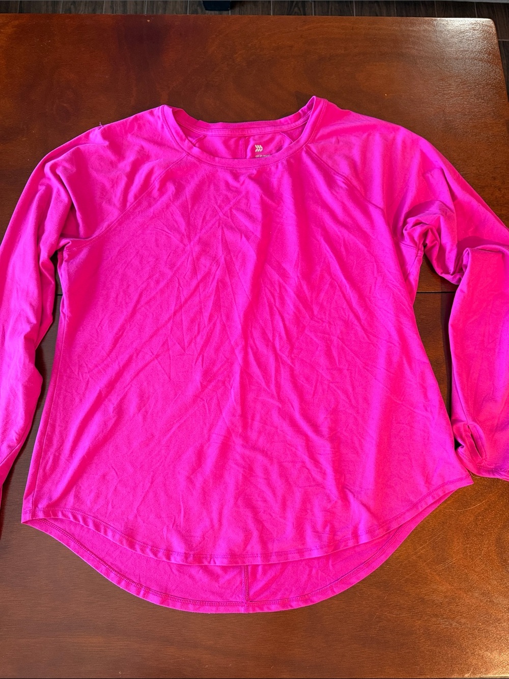 all in motion fuchsia Pink Long Sleeve Crewneck performance Top